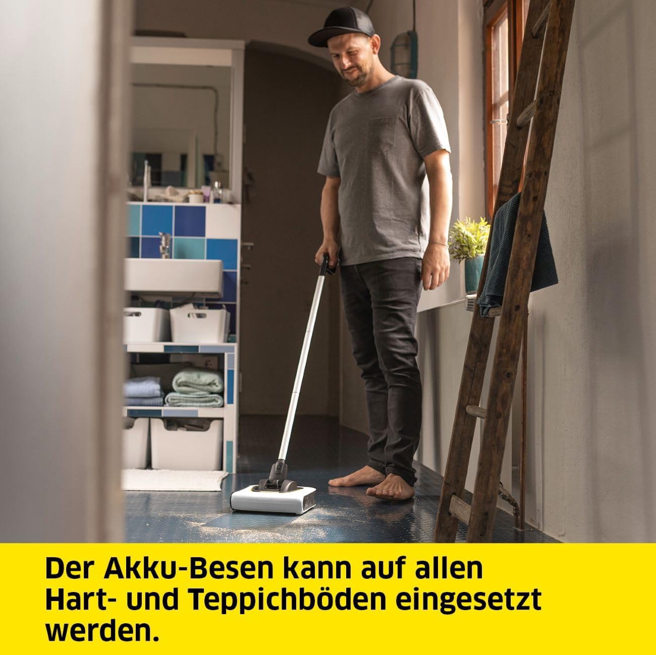 Kärcher Akku-Besen KB 5, elektrischer Besen für die schnelle Bodenreinigung