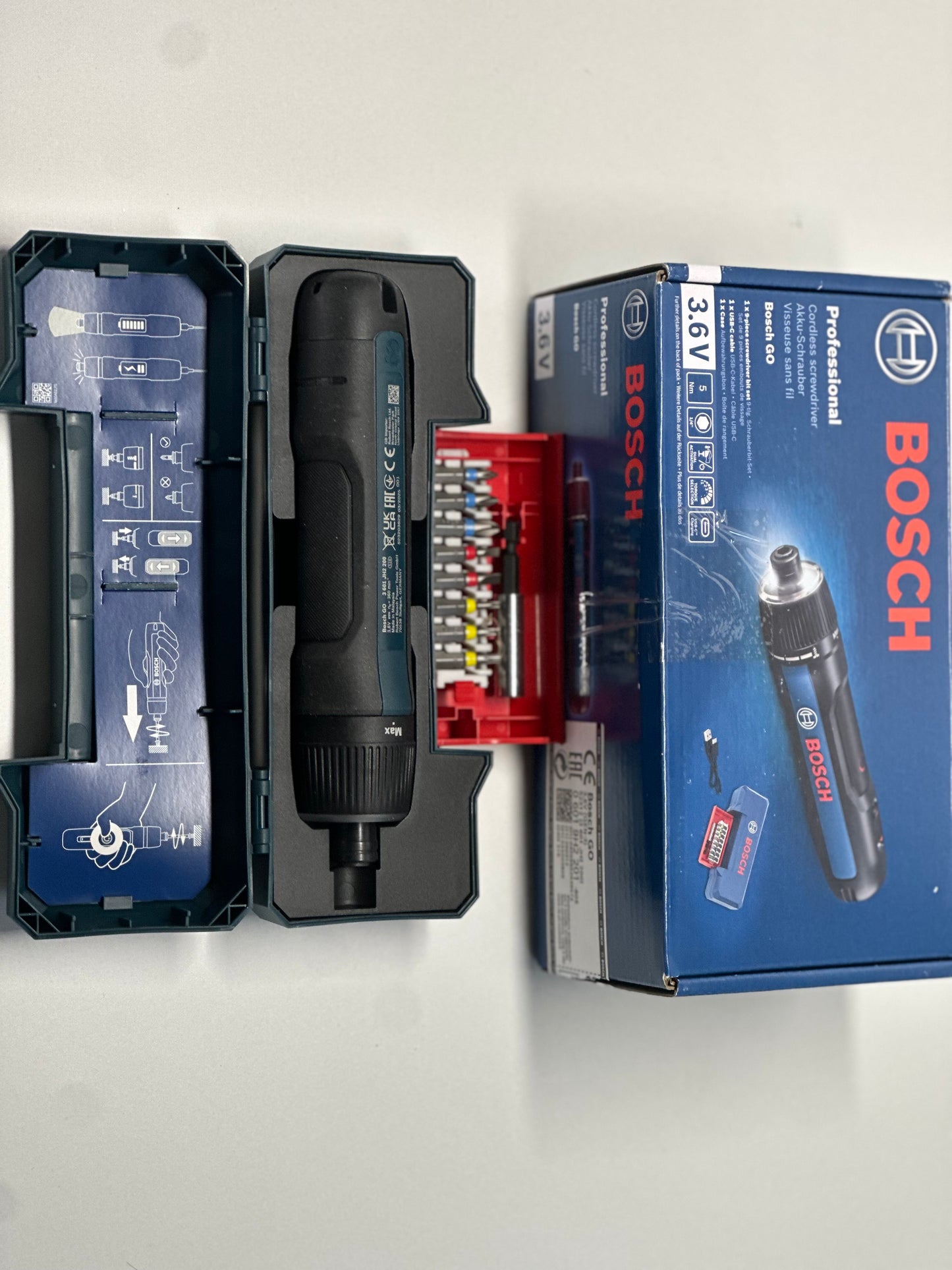 Bosch Professional Akkuschrauber Bosch GO 3 (inkl. 8-teiligem Bit-Set, Bitaufnahme, USB-C-Kabel, Mini-Koffer)